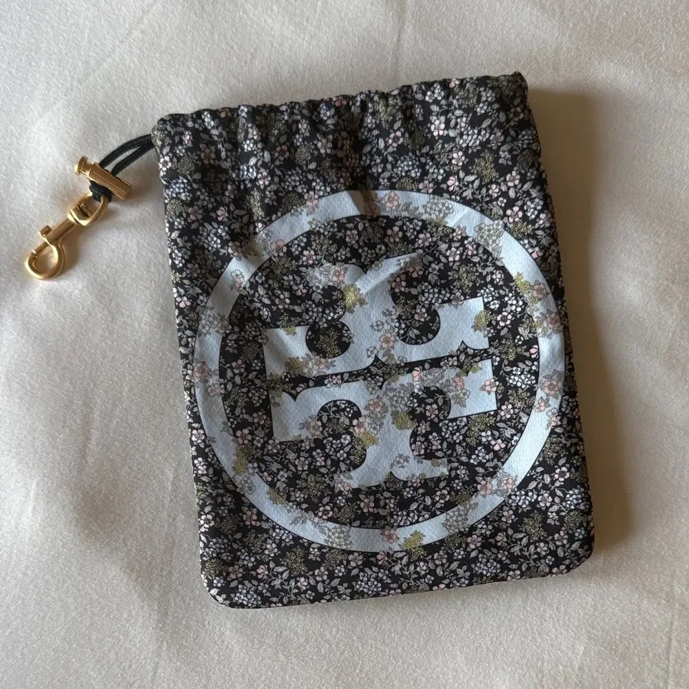 Tory Burch Black Floral Pouch